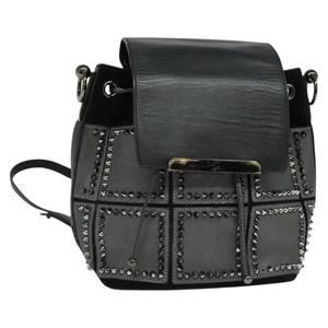 Christian Louboutin Backpack Leather Black Silver Auth bs25217